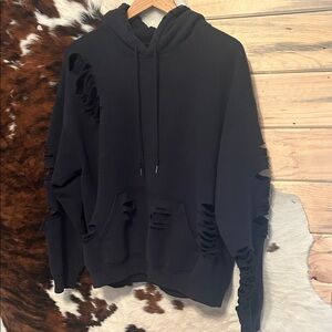 Carmar Black Distressed Hoodie Size Large